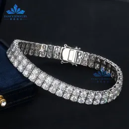 Bracciale Tennis In Argento 925 Con Zirconia Cubica A Forma Di Cuore – 19 Cm, Placcato Rodio, Confezione Regalo