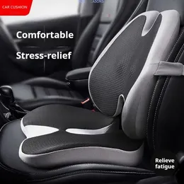Cuscino per sedile auto per guida, in memory foam, per sedersi a lungo, coccige, sciatica, sollievo dal dolore lombare, antiscivolo, per auto, sedia da ufficio e sedia di casa (blu navy