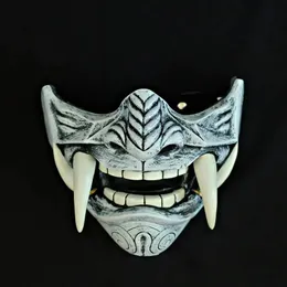 Maschera Mezza Faccia Cosplay Samurai E Halloween - Nera Tattica Per Paintball E Festival - Taglia M