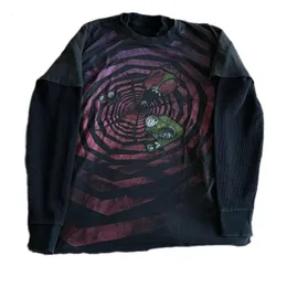 2000s Cross Cyber Goth Patchwork Long Sleeve Tees Y2K Grunge