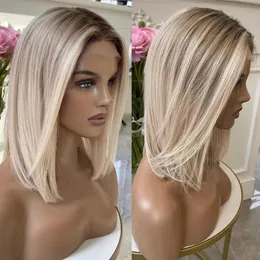 VEDAR Blonde Spitzen-Perücke, Sandblonde Ombré Bob (30,5 Cm) - Kurz, Klebstofffrei, Mit Natürlichem Haaransatz Für Damen