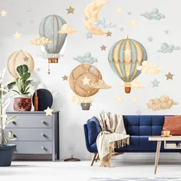 Acquerello morbido rosa 3 conigli Coniglio Luna Nuvole Stelle Adesivi murali per la camera dei bambini Decalcomanie murali per la cameretta dei bambini Decorazioni per la casa in PVC  13