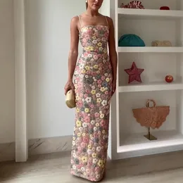 Kadın Moda Çiçekleri Sequin Patchwork İnce Partisi Uzun Elbise Straplez Maksi Elbise Bayanlar Seksi Kolsuz Bayanlar Elbise Vestidos 250825