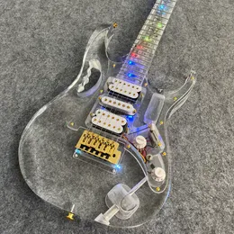 ライトエレキギター: 青色 LED ライト付きアクリルエレキギター