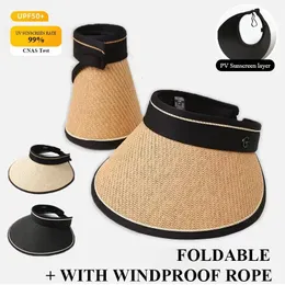 GEMVIE Cappello da Sole di Paglia Pieghevole Floppy, A Tesa Larga, da Spiaggia Estiva, Cappello da Sole per Esterni, Beige-1, 56-58