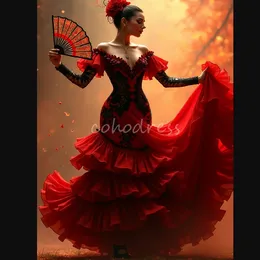 フラメンコにインスパイアされたドレス：ブラックポルカドットチュール