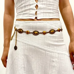 Cintura a Catena Dorata in Metallo, Regolabile in Vita, Stile Occidentale Cowgirl per Abito, Gold, Taglia