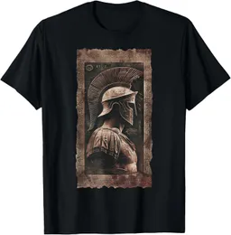 thumbnail image 2 of Men's Vintage Spartan Helmet Print T-Shirt – Black, Cotton, Round Neck 2 of 6