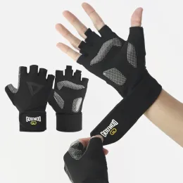 Guanti Fitness Per Sollevamento Pesi Con Fascia Polso - Antiscivolo E Traspiranti - Unisex - Nero