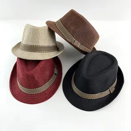 Cappello Fedora Classico Per Bambini In Feltro Di Cotone, Tesa Larga Con Fiocco, Taglia 52-54 Cm, Primavera Autunno - 6