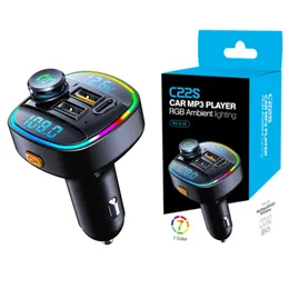 EKLEVA Car Bluetooth 5.3 FM Transmitter Dual USB QC3.0 Fast Charger Atmosphere Light Wireless Handsfree Car Digital Receiver Car MP3 Player - View #6