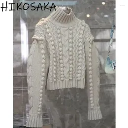 Women's Sweaters Korean Chic Sweet Temperament Solid Pullover Vintage Cable Knit Top Loose Casual Long Sleeve Jumpers Warm Pull Femme