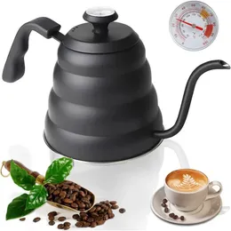 Bollitore A Collo Di Cigno In Acciaio Inox 304 Per Caffè E Tè – Con Termometro, 1/1.2L, Adatto A Tutti I Piani Cottura, Design A Nido D'ape Per Riscaldamento Uniforme