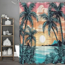 Tenda Doccia Tropicale Con Palme – Impermeabile E Antimuffa – 12 Ganci Inclusi – 100% Poliestere