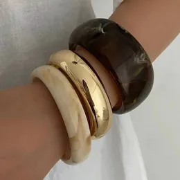Lacteo Punk Braccialetti acrilici marroni arancioni trasparenti per le donne Bracciale geometrico irregolare grosso Gioielli da donna alla moda per ragazze  36