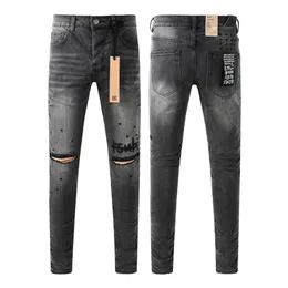 2024 Designer for Mens Purple Brand Jeans Skinny Motorcycle Trendy