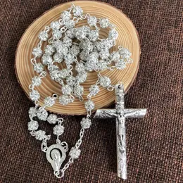 Rosario In Legno Con Croce | Collana Da Uomo E Donna | Perline 8mm, Corda Intrecciata, Stile Retrò | Regalo Religioso Per Compleanno, Battesimo, Comunione - 2