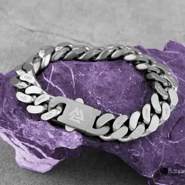 Men's Stainless Steel Cuban Link Chain Bracelet - Punk Biker Style, Lobster Clasp, 22cm (8.66 In), Titanium Steel - View #4