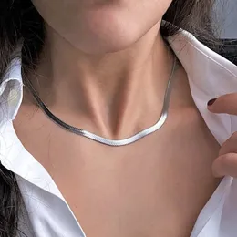 Catena a serpente in oro stratificato 18K - Catena a serpente piatta di alta qualità - Collana a spina di pesce spessa - Catena in oro stile serpente spesso - Italia