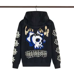 SKULL GANG パーカー Cartoon Graphic Zip-Up Hoodie: Good Loose Fit, Casual Y2K Style
