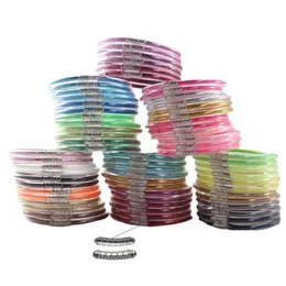 15 Braccialetti Rigidi In Silicone Glitterato Con Fiocco - Set Da Festa Per Ragazze, Diametro 6.5 Cm, Oro E Argento