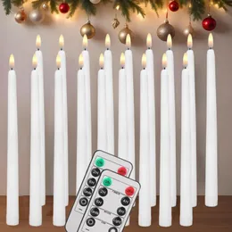 Candele coniche senza fiamma, funzionamento a batteria, candele LED avorio con fiamma tremolante, candelabri elettrici in plastica da 26 cm