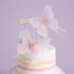 Cake Topper Farfalle Viola Con Palline Oro/Rosa – Set Decorazione Per Torte Baby Shower E Compleanni