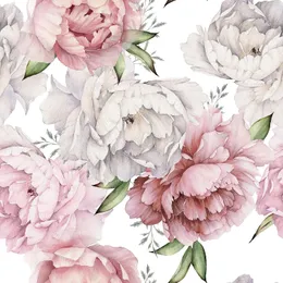 KAIRNE Adesivi Murali Con Fiori Rosa Acquerello - 55 Pezzi, Decorazione Da Parete Per Camera Da Letto E Soggiorno