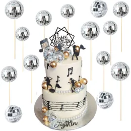 YUXMU 30-Pack Music Note Cake Toppers - Black Glitter Cupcake Picks For Music Theme Parties & Weddings