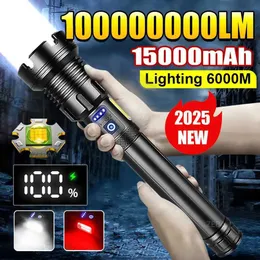Lampe Torche LED Super Lumineuse 12x/5x - Pour Camping, Randonnée, Chasse - Alimentation 18650 - Neuf
