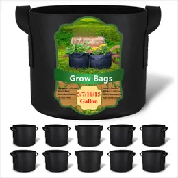 QWORKÂ® 5 Pezzi Sacchi per Piante, 40L Sacchi per Piante con Manico