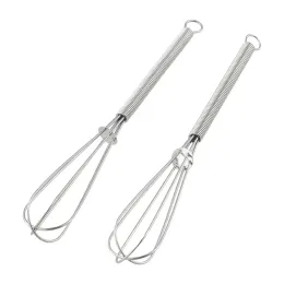 Wingsflying Confezione da 4 mini fruste da cucina in filo metallico, piccole fruste per salsa di sugo e salsa, color argento, 2 pezzi da 12,7 cm e 17,8 cm
