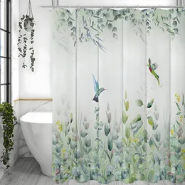 Tenda Doccia In Tessuto 180x180 Cm Con Ganci – Colore Bianco Salvia – Design Moderno A Blocchi Di Colore