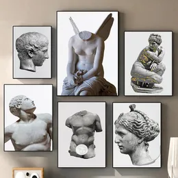 Vintage Greek Statue Canvas Painting Warrior Sculpture Posters