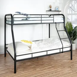 KOMFOTT Letto A Castello In Metallo, Doppio, Con Scala Inclinata E Doghe, Nero/bianco, 198x143x160 Cm - 2