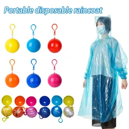 Poncho Antipioggia Di Emergenza Monouso Per Adulti - 3 Colori, Impermeabile In Plastica Con Cappuccio, Portachiavi Incluso
