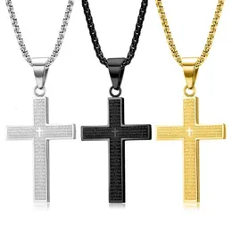 JewelryWe Collana da Donna Uomo con Ciondolo Pendente Collana Croce in Acciaio Inossidabile Servizio Incisione 4 Colori