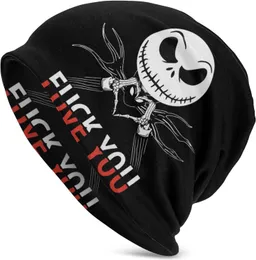 Christmas Skellington Beanie Hat – Jack Skellington Adult Unisex Slouchy Winter Hat, Black, One Size XX-Large