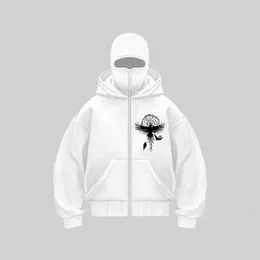 Double Layer Balaclava Hoodie Mens Solid Color Hooded Sweatshirt