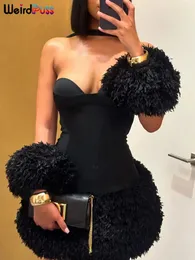 Garip kedi seksi parti elbise kadınları geri zarif bilezik kabarık yama iş gövdesi doğum günü gece yarısı seksi parti trend kulübü giyim 250402