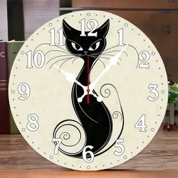 AABAO Orologio da parete rotondo con faccia di gatto nero, silenzioso, senza ticchettio, per camera da letto, soggiorno, ufficio, scuola, decorazione per la casa