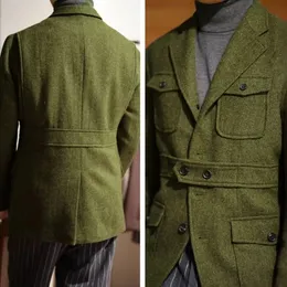 ＜H＞DOUBLE-DEALER BALMANCAAN COAT Mens Herringbone Tweed Balmacaan Coat - Business Casual, Vintage