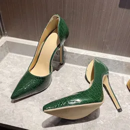 Snake Skin Heels: Green Faux Leather Stiletto Pumps, Pointed Toe, Sexy Back  Design, Club High Heel Shoes for Parties Nightclubs