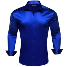 Rfmfkkg Men's Royal Blue Satin Dress Shirt | Slim Fit Long Sleeve Button Down For Wedding & Casual