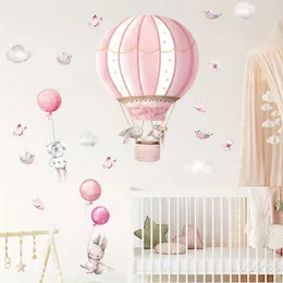 Adesivi murali con palloncino orso cartone animato rosa per la decorazione della camera dei bambini Decalcomanie da muro per la camera dei neonati e delle neonate Camera dei bambini dell'asilo