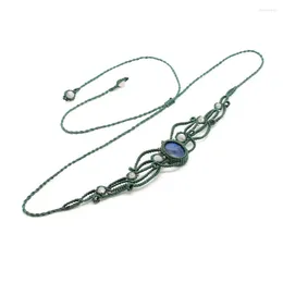 Collana con ciondolo in macramè con pietra di luna, collana Collana con ciondolo in macramè con pietra di luna, collana