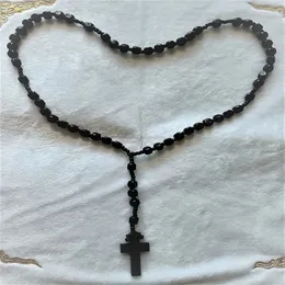 rosario in legno scuro e corda chicco diametro 0,50 - Arte Sacra Candotti