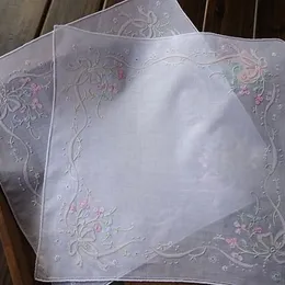 Fazzoletto ricamato a fiori per donna, cotone Vintage, pizzo a farfalla, fiore, fazzoletto da donna assorto 28cm, 4 pezzi  15