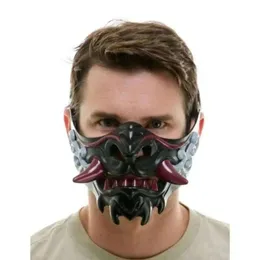Maschera Mezza Faccia Cosplay Samurai E Halloween - Nera Tattica Per Paintball E Festival - Taglia M