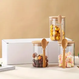 Set di 6 barattoli rotondi in vetro con coperchio in sughero, da 480 g, per caramelle, caramelle, barattoli da cucina, perfetti per tè, biscotti